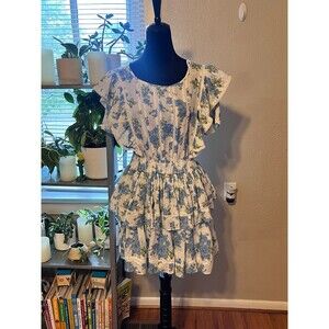 Mable The Label Floral Mini Dress Blue/White Size Small